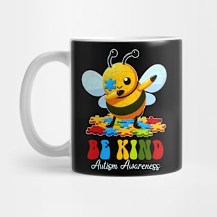 Be Kind Autism Awareness Puzzle Bee Dabbing Support Mug